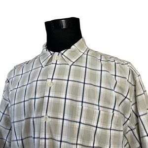 Levi's | Men's Tan White Black Plaid Short Sleeve Button Front Shirt Large